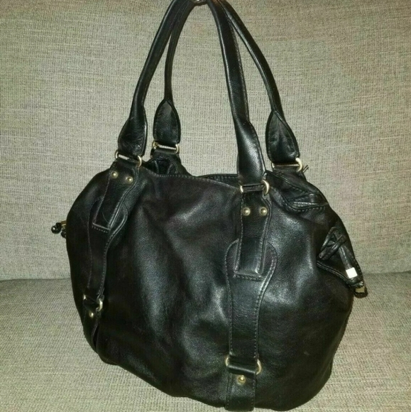 Michael Kors Blk Pleated Leather Drawstring Hobo - Picture 2 of 8